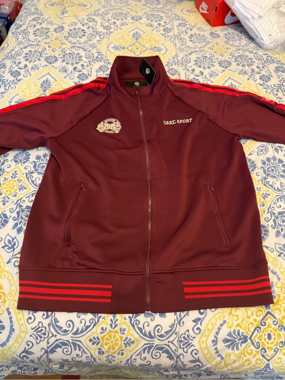 Darc Sport Maroon Track Jacket with Red Trim